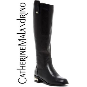 CATHERINE MALANDRINO PIZZY BLACK PEARL RIDING BOOT DETAIL HEELS Size 7.5 NWOT